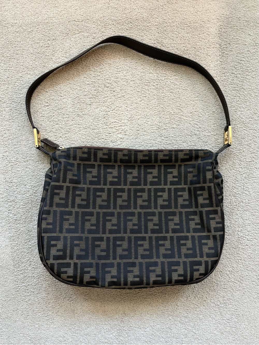 Fendi Zucca Monogram Soft Canvas Shoulder Bag Vintage